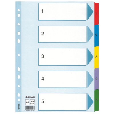 INDEX CARTON MYLAR 1-5 A4 ESSELTE